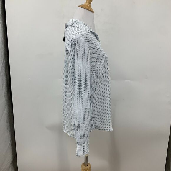 Banana Republic Shirt Women XS Navy Dot Drapey Classic Fit Long Sleeve Button Up - Picture 5 of 14